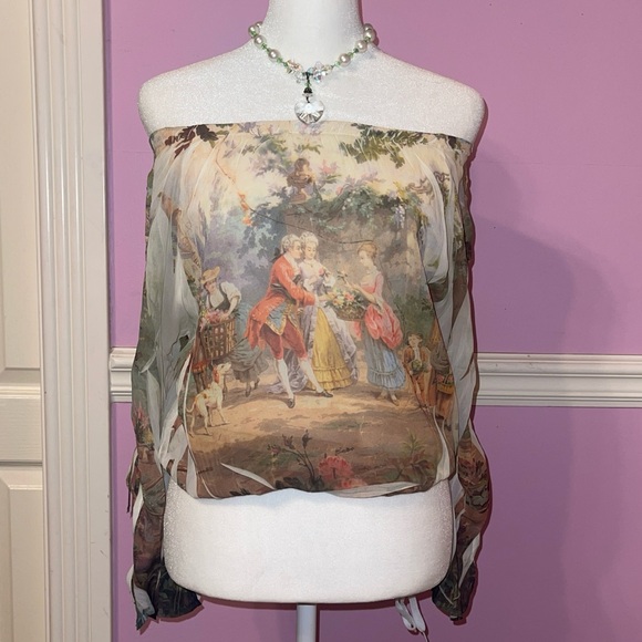 Le donne Tops - Vintage 90s y2k fairy euro chiffon top shirt fairycore cottage renaissance